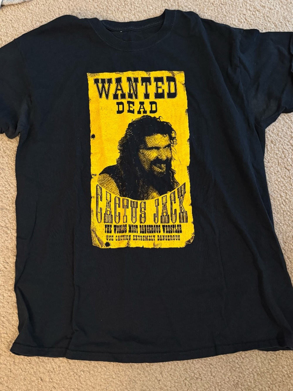 WCW ECW WWF WWE Cactus Jack Wanted T shirt, size L/XL